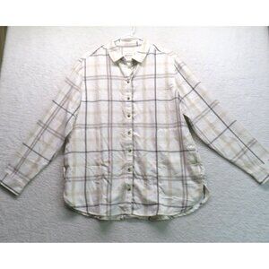 Jache Shirt Womens Size Large Plaid Boyfriend‎ Long Sleeve Pocket Tunic New